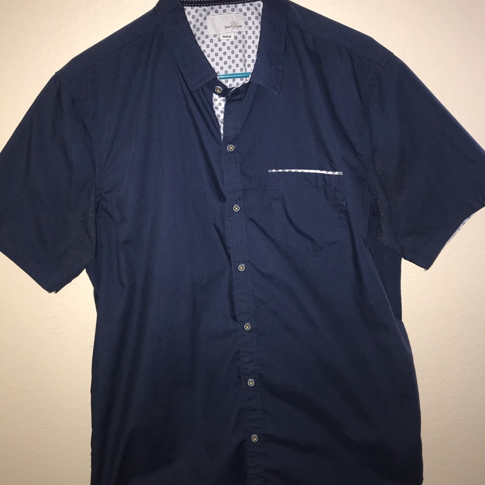 Craft + Flow No Stranger Navy Blue Button Up